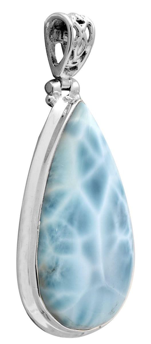 Larimar  2" Long 925 Solid Sterling Silver Pendant With 18" Chain - YoTreasure