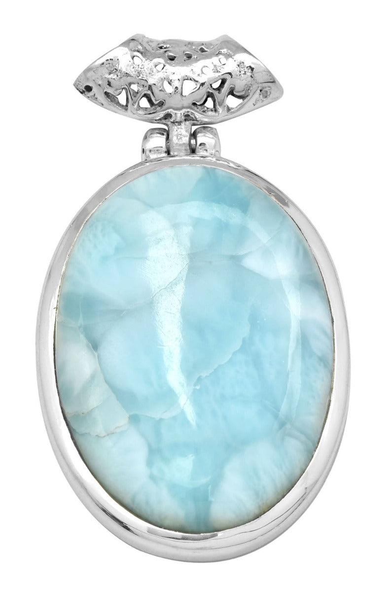 Natural Larimar 925 Solid Sterling Silver Pendant Necklace Silver Jewelry - YoTreasure