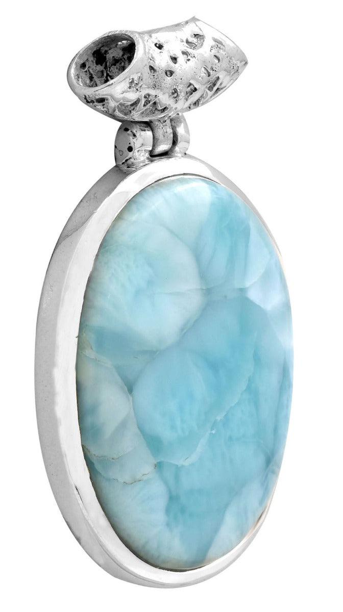 Natural Larimar 925 Solid Sterling Silver Pendant Necklace Silver Jewelry - YoTreasure
