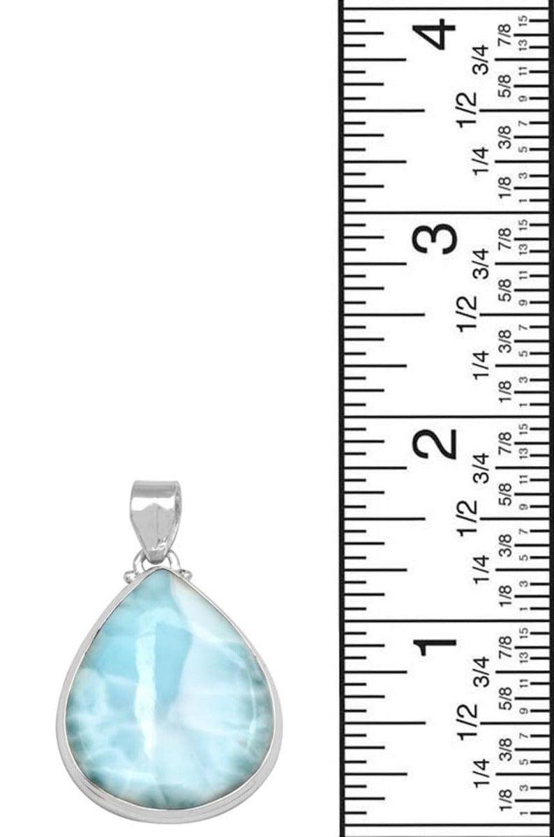 Larimar  1 3/4" Long 925 Solid Sterling Silver Pendant With 18" Chain - YoTreasure