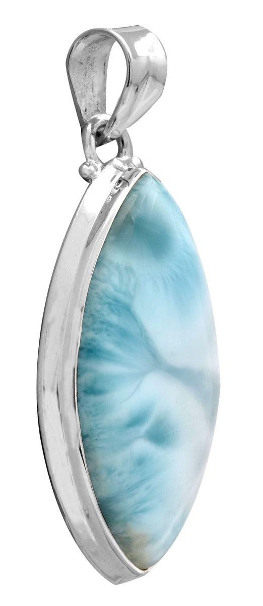 Larimar  2" Long 925 Solid Sterling Silver Pendant With 18" Chain - YoTreasure