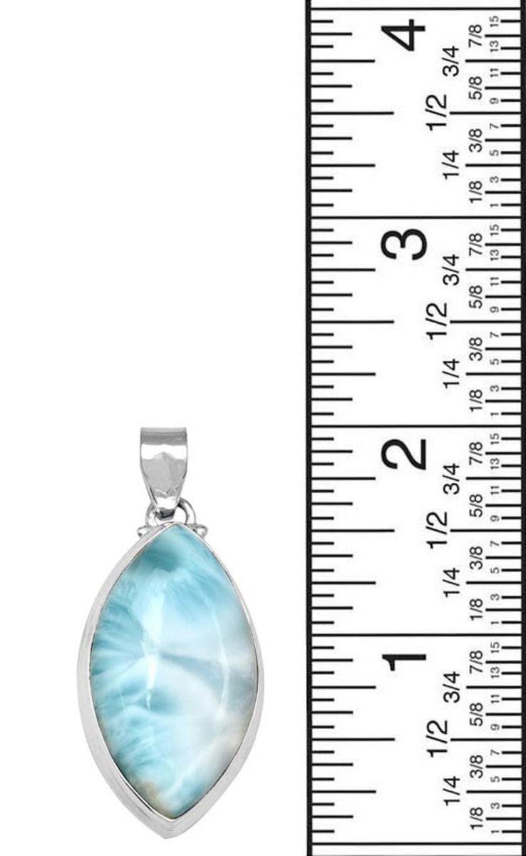 Larimar  2" Long 925 Solid Sterling Silver Pendant With 18" Chain - YoTreasure