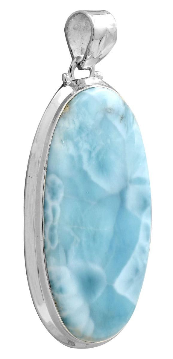 Larimar  2" Long 925 Solid Sterling Silver Pendant With 18" Chain - YoTreasure