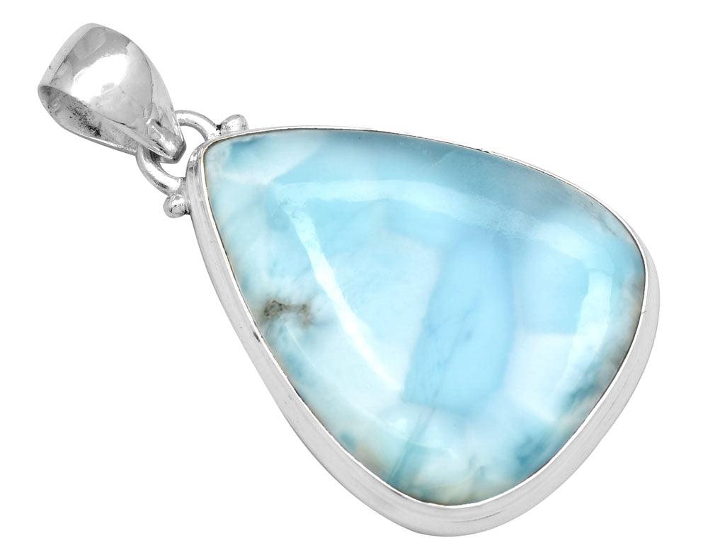 Larimar  1 3/4" Long 925 Solid Sterling Silver Pendant With 18" Chain - YoTreasure