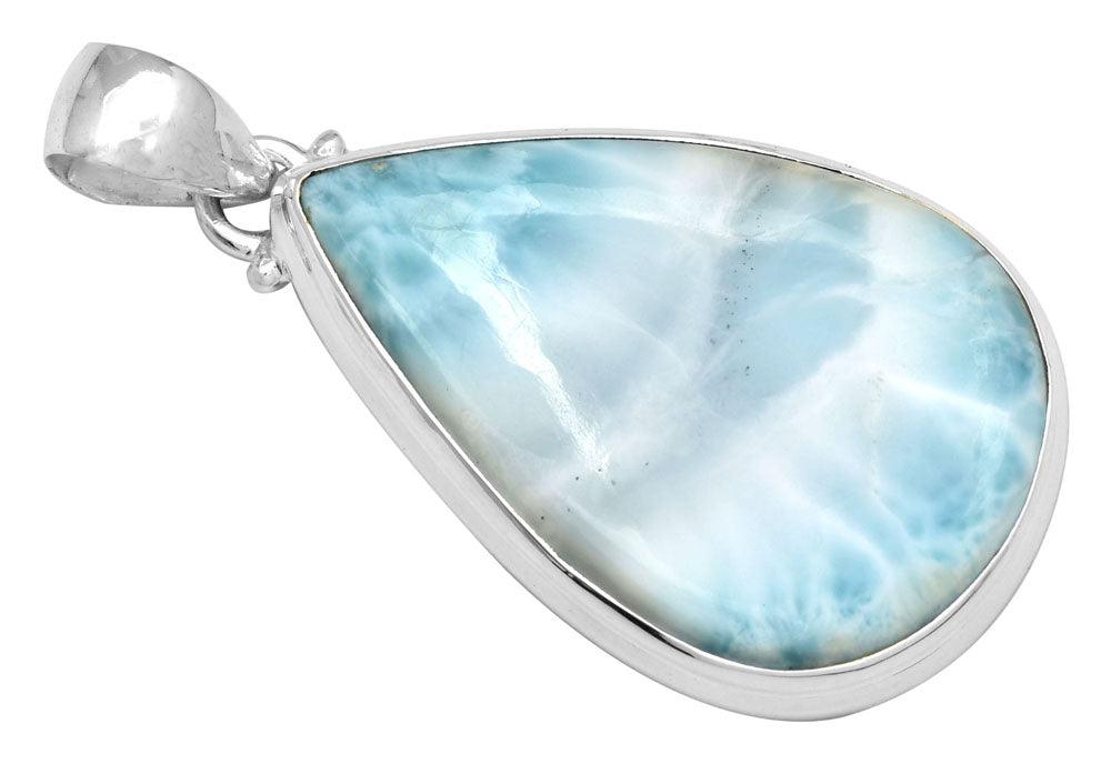 Larimar  1 3/4" Long 925 Solid Sterling Silver Pendant With 18" Chain - YoTreasure