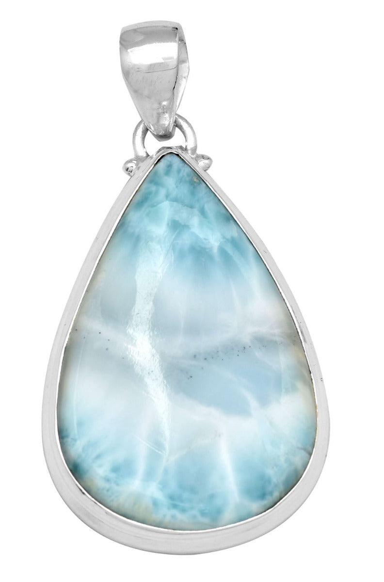 Larimar  1 3/4" Long 925 Solid Sterling Silver Pendant With 18" Chain - YoTreasure