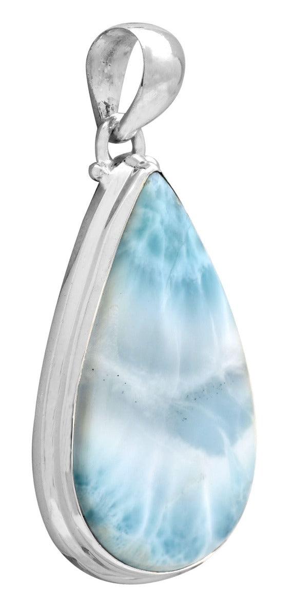Larimar  1 3/4" Long 925 Solid Sterling Silver Pendant With 18" Chain - YoTreasure