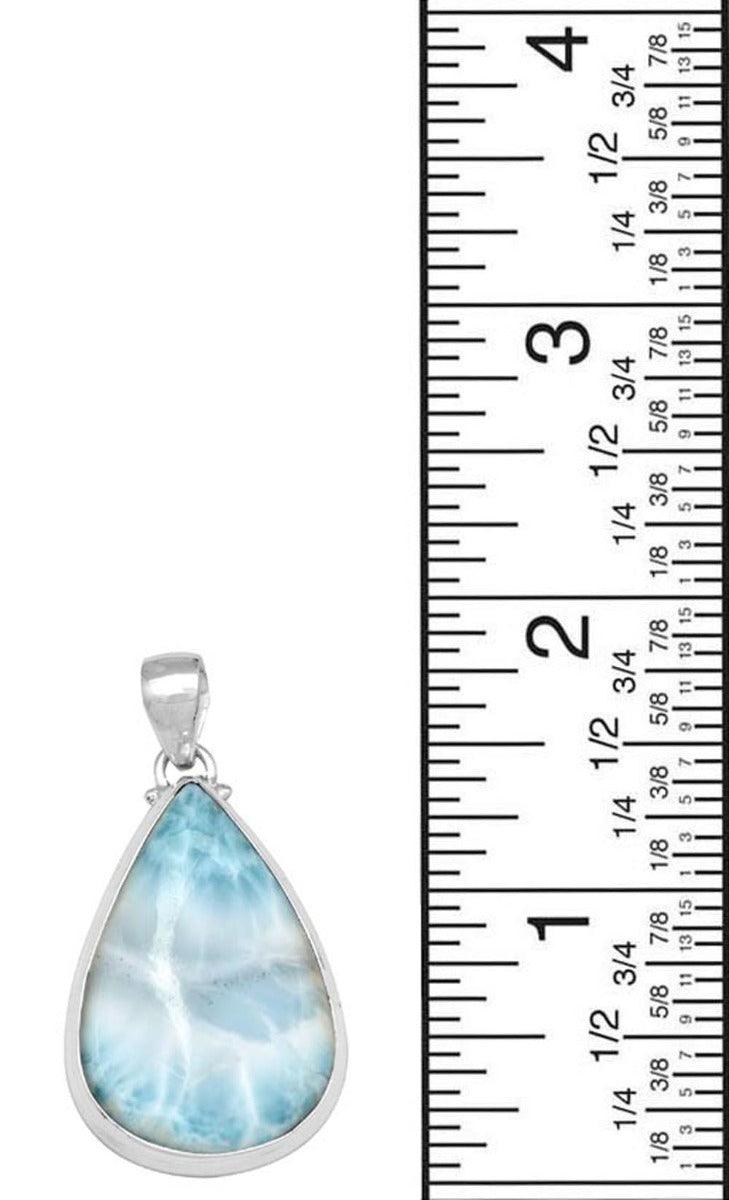 Larimar  1 3/4" Long 925 Solid Sterling Silver Pendant With 18" Chain - YoTreasure