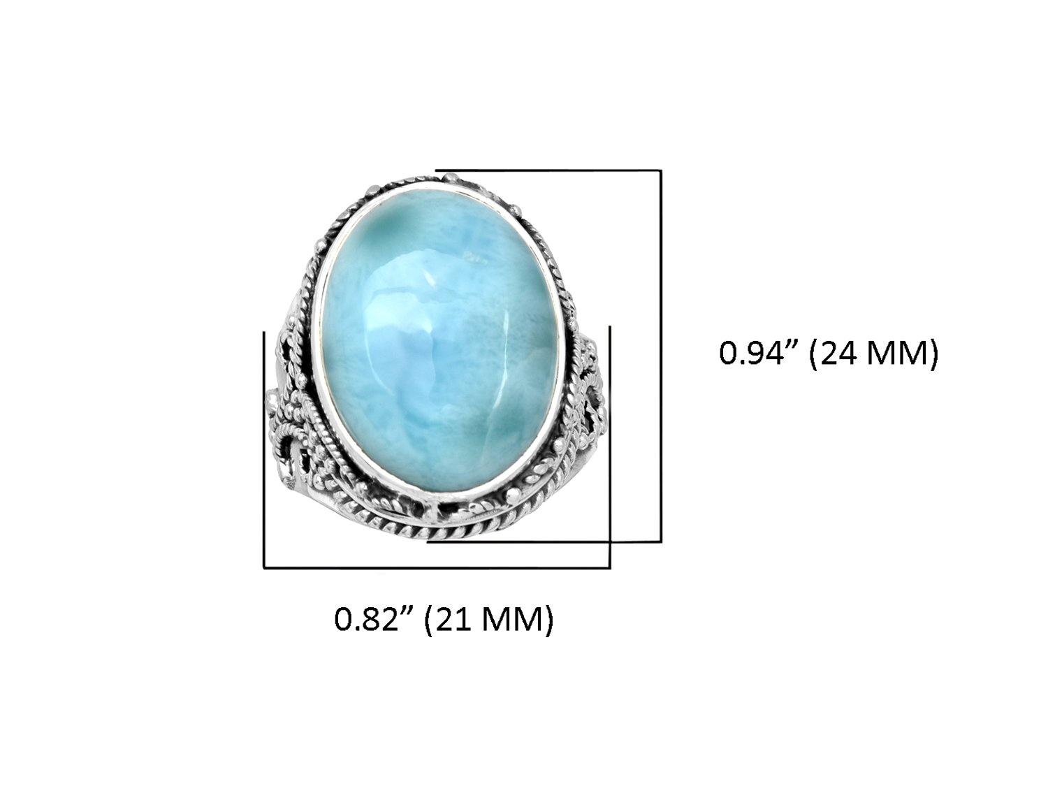 Natural Larimar Solid 925 Sterling Silver Cocktail Ring Jewelry - YoTreasure