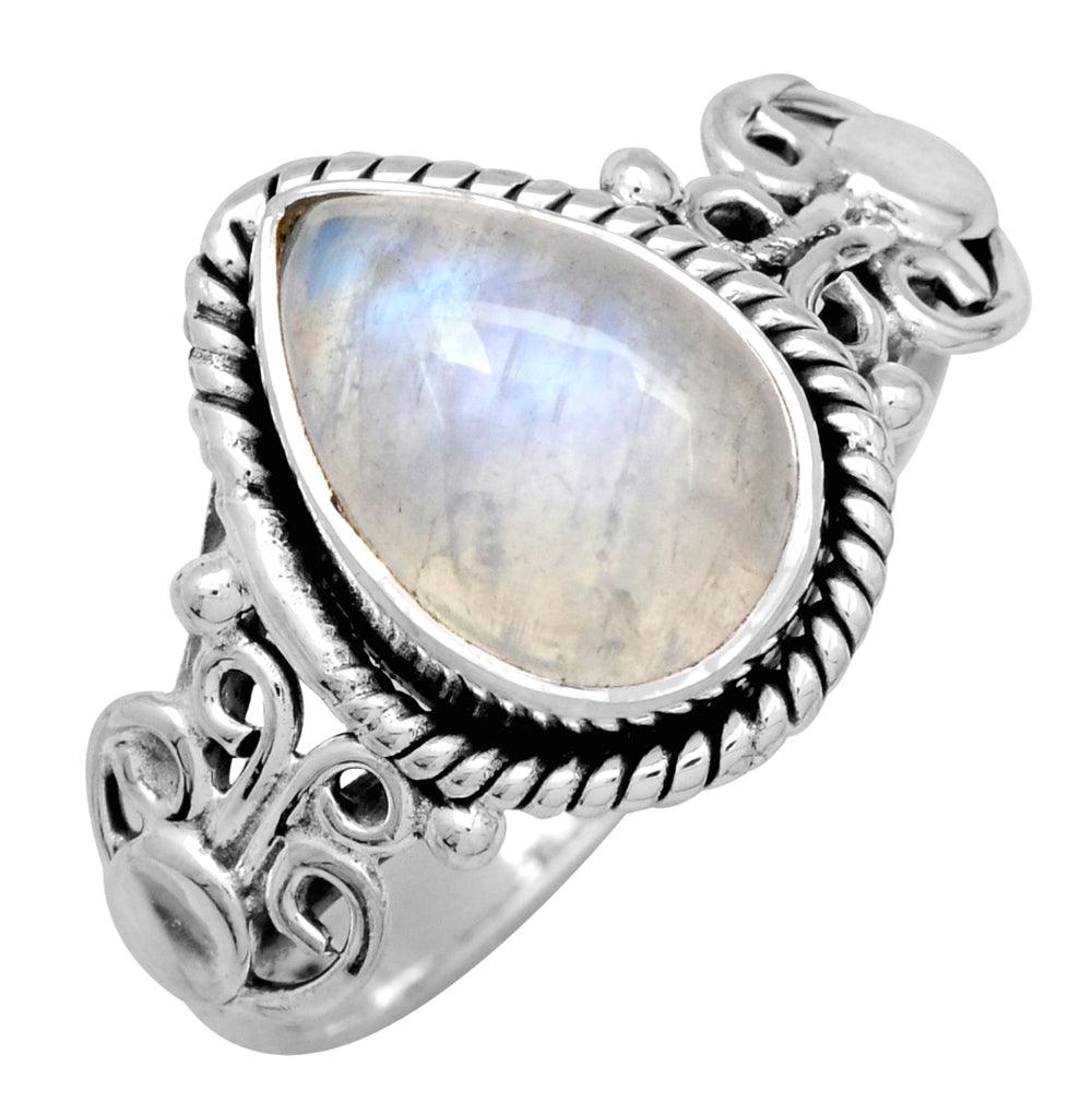 Rainbow Moonstone Solid 925 Sterling Silver Ring Jewelry - YoTreasure