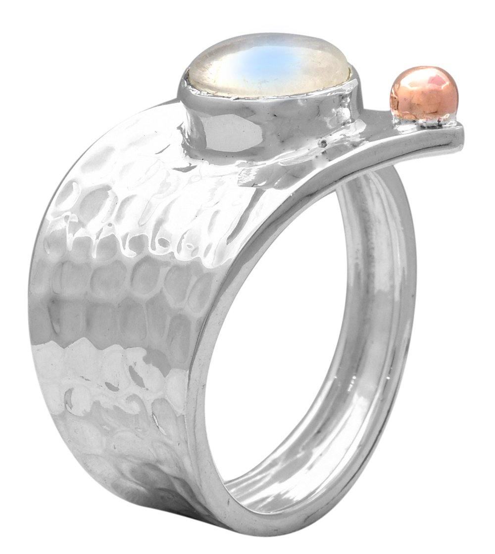 Rainbow Moonstone Solid 925 Sterling Silver Ring Jewelry - YoTreasure