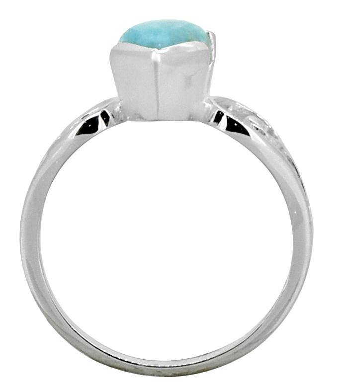 Natural Larimar Solid 925 Sterling Silver Ring Jewelry - YoTreasure