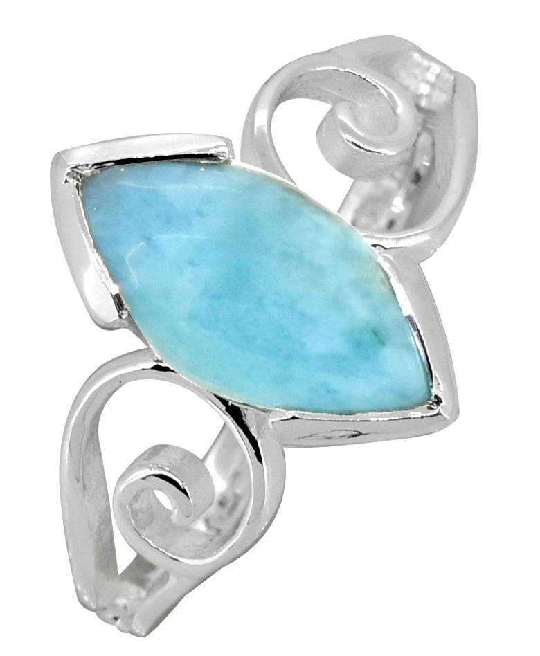 Natural Larimar Solid 925 Sterling Silver Ring Jewelry - YoTreasure