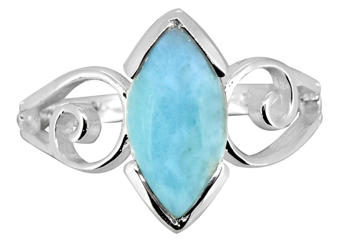 Natural Larimar Solid 925 Sterling Silver Ring Jewelry - YoTreasure