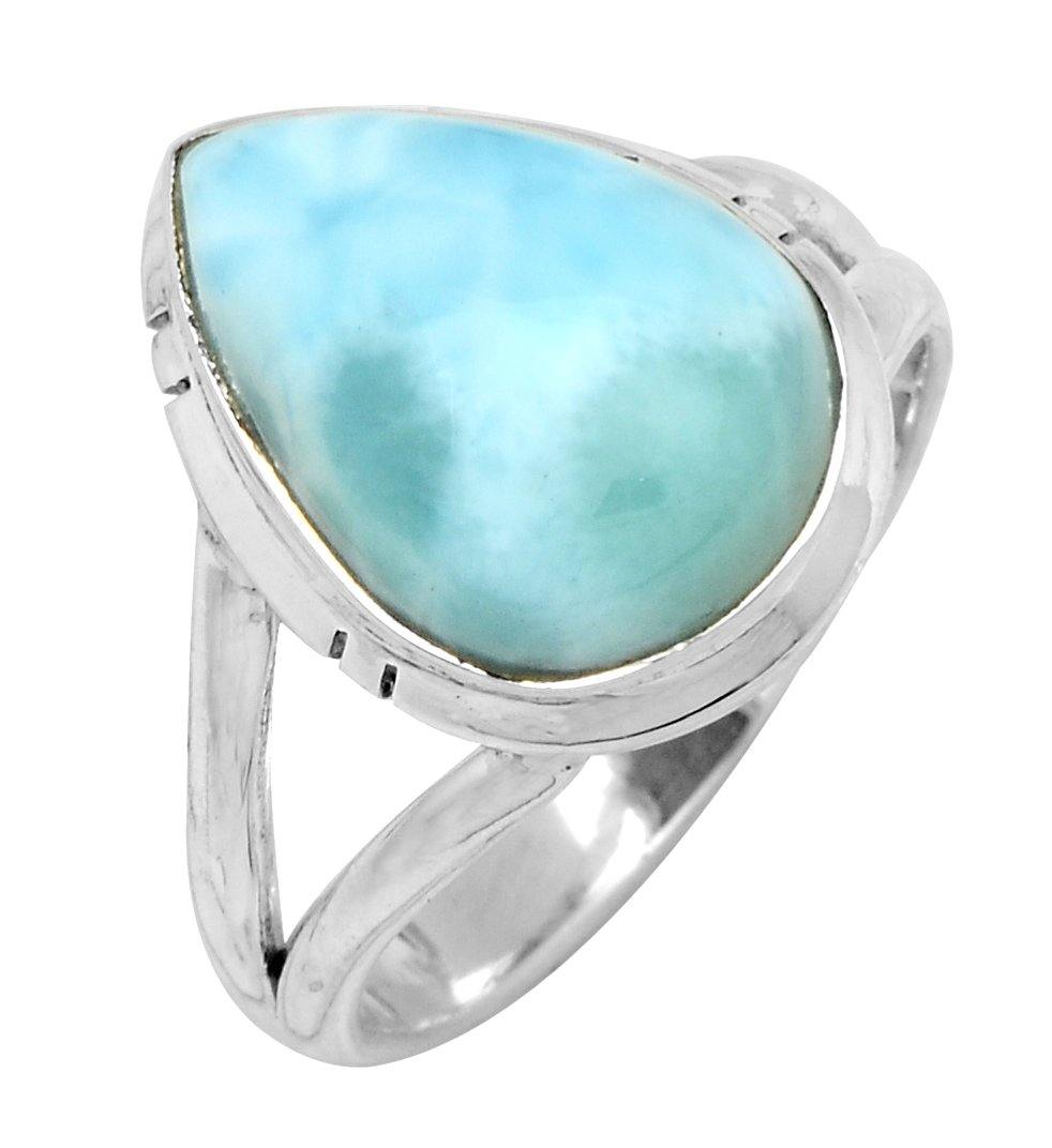 Larimar Solid 925 Sterling Silver Split Shank Ring Jewelry - YoTreasure
