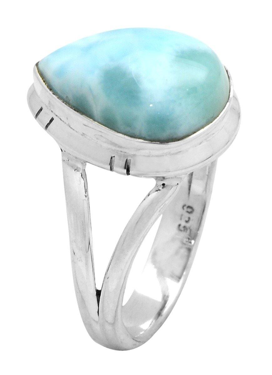 Larimar Solid 925 Sterling Silver Split Shank Ring Jewelry - YoTreasure