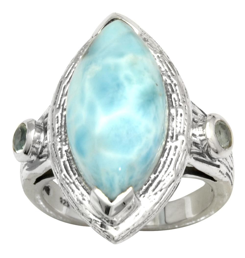 Larimar Blue Topaz Solid 925 Sterling Silver Ring Jewelry - YoTreasure