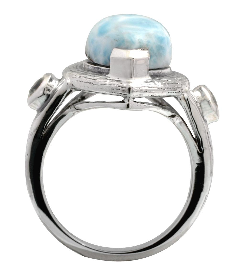 Larimar Blue Topaz Solid 925 Sterling Silver Ring Jewelry - YoTreasure