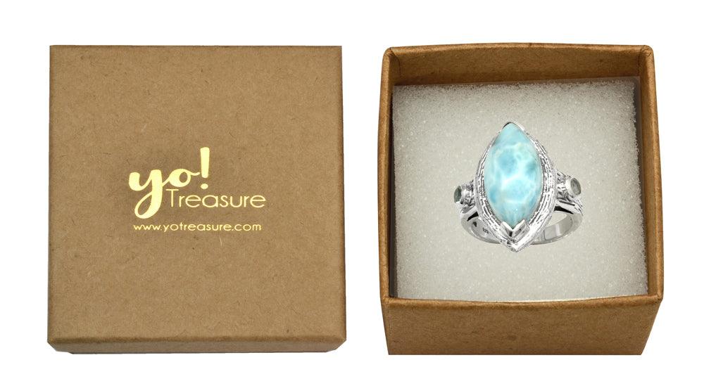 Larimar Blue Topaz Solid 925 Sterling Silver Ring Jewelry - YoTreasure