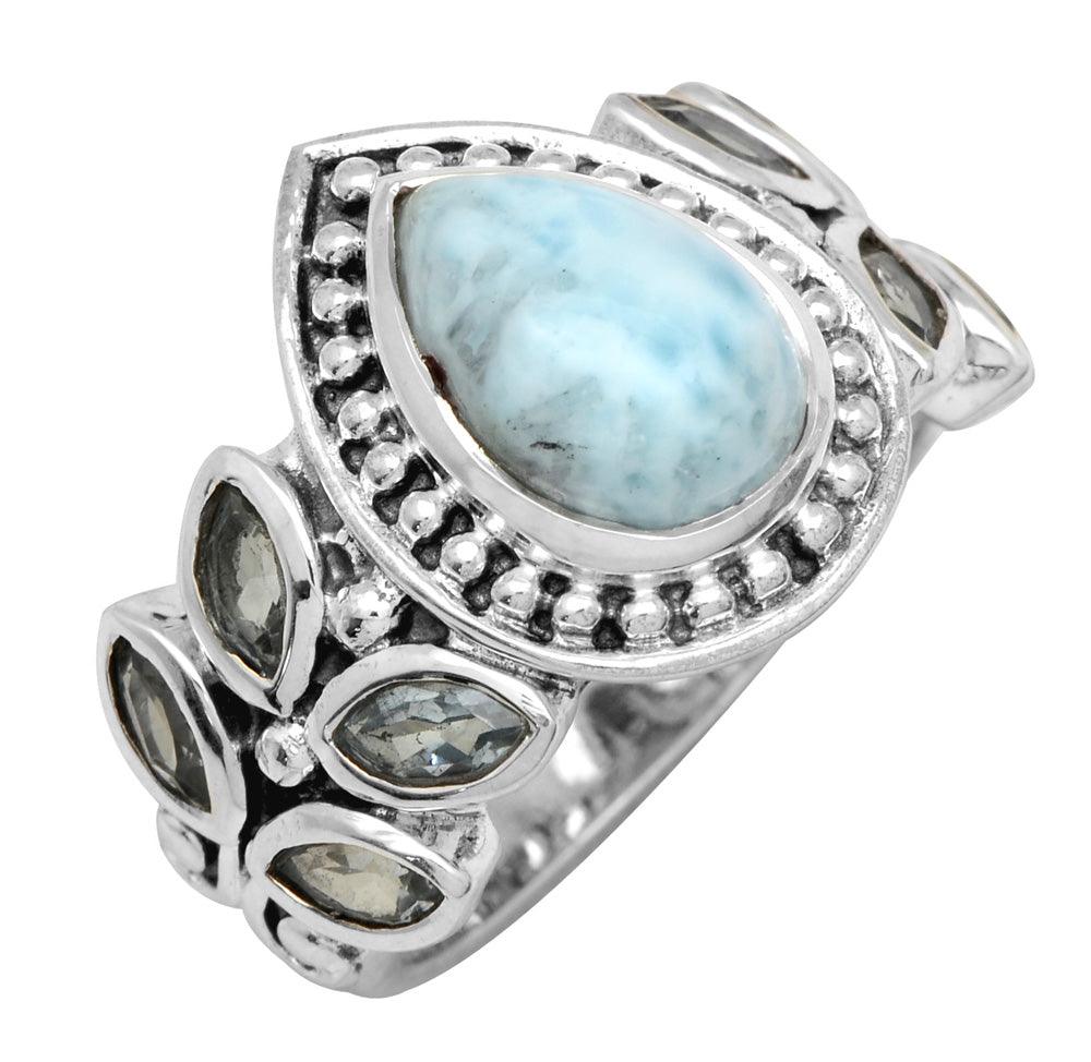Larimar Blue Topaz Gemstone Ring - YoTreasure