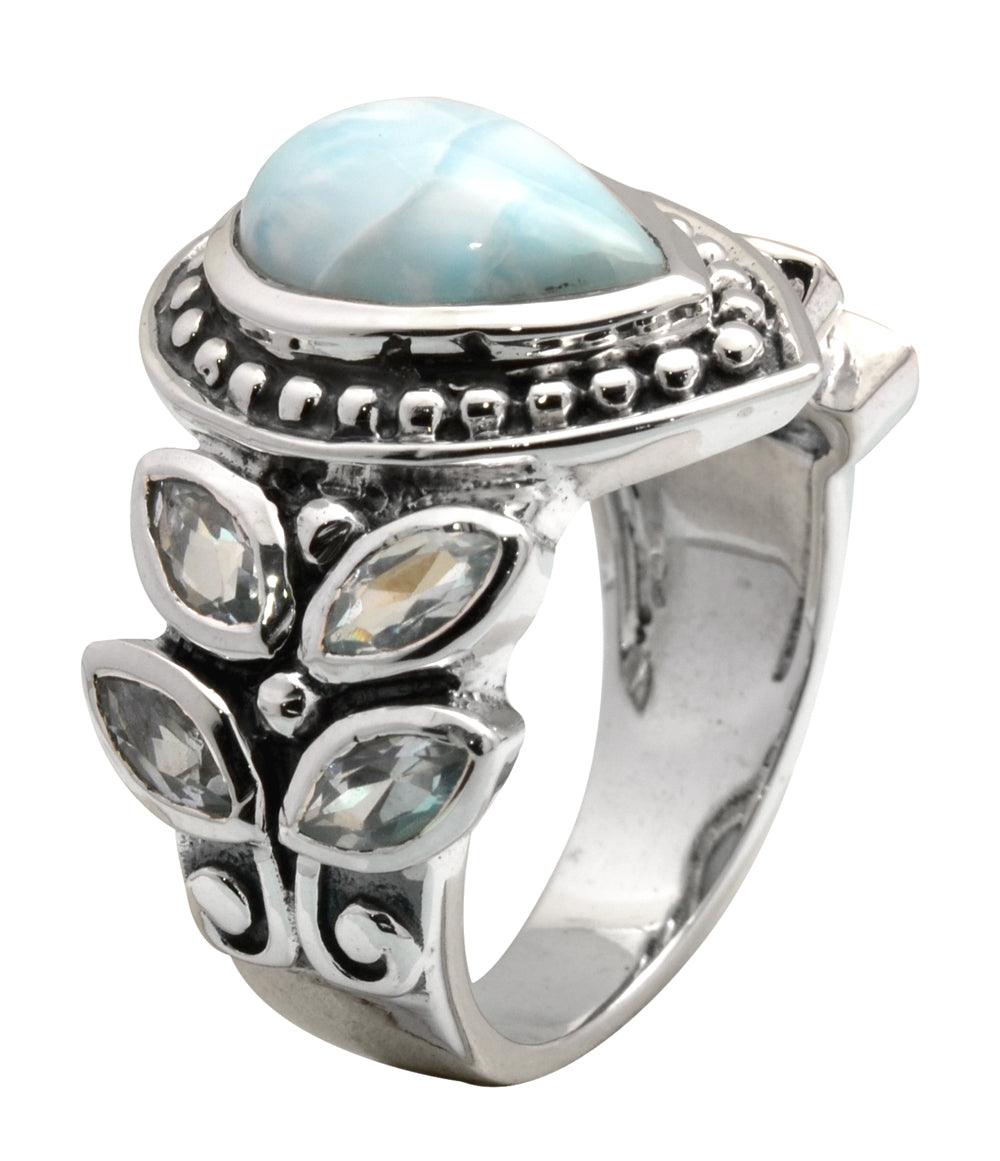 Larimar Blue Topaz Gemstone Ring - YoTreasure