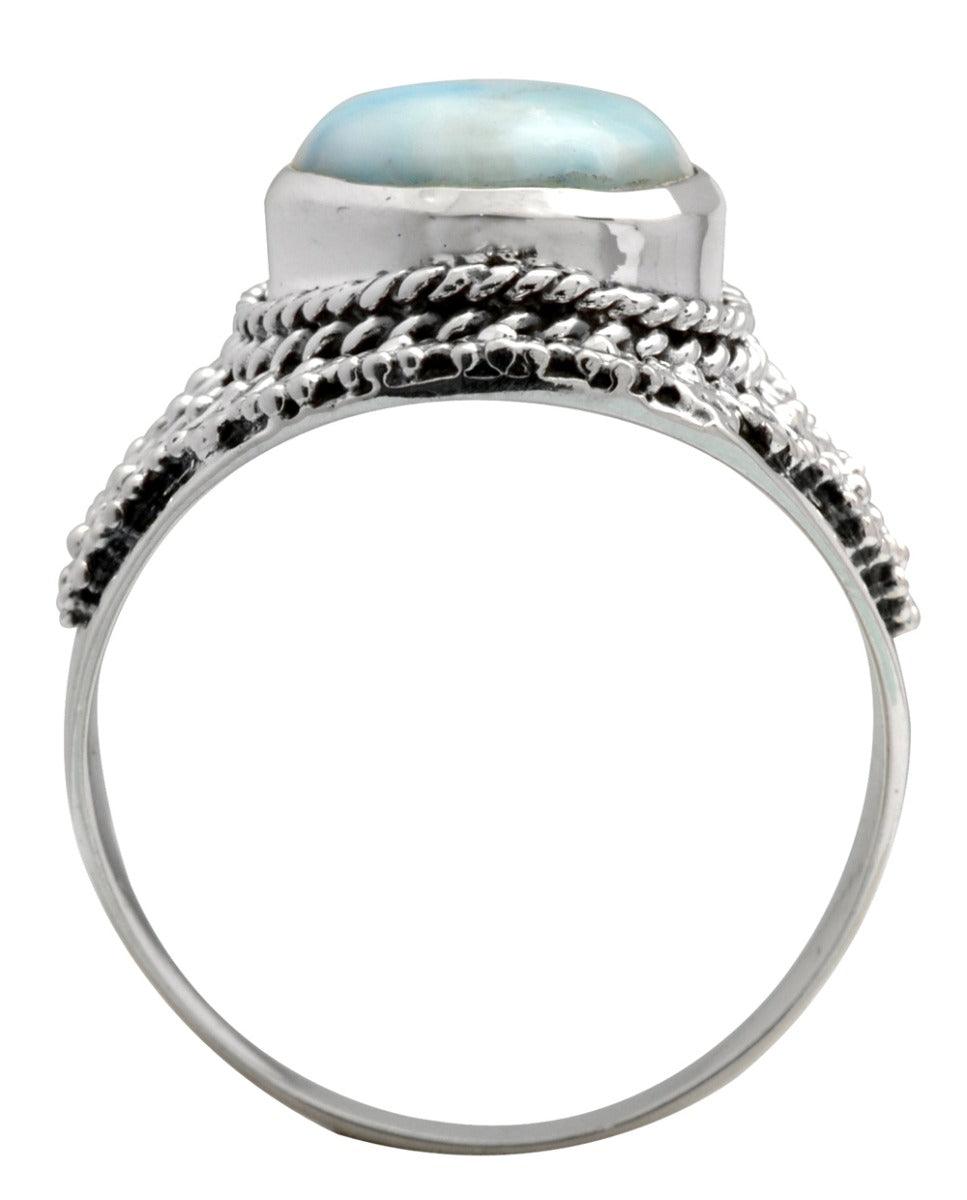 Natural Larimar Solid 925 Sterling Silver Ring Jewelry - YoTreasure