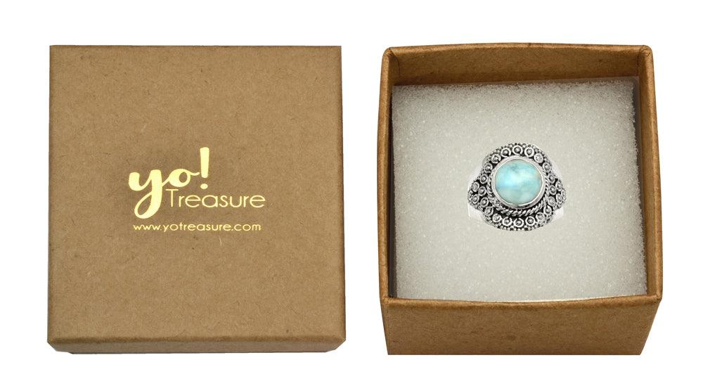 Natural Larimar Solid 925 Sterling Silver Ring Jewelry - YoTreasure