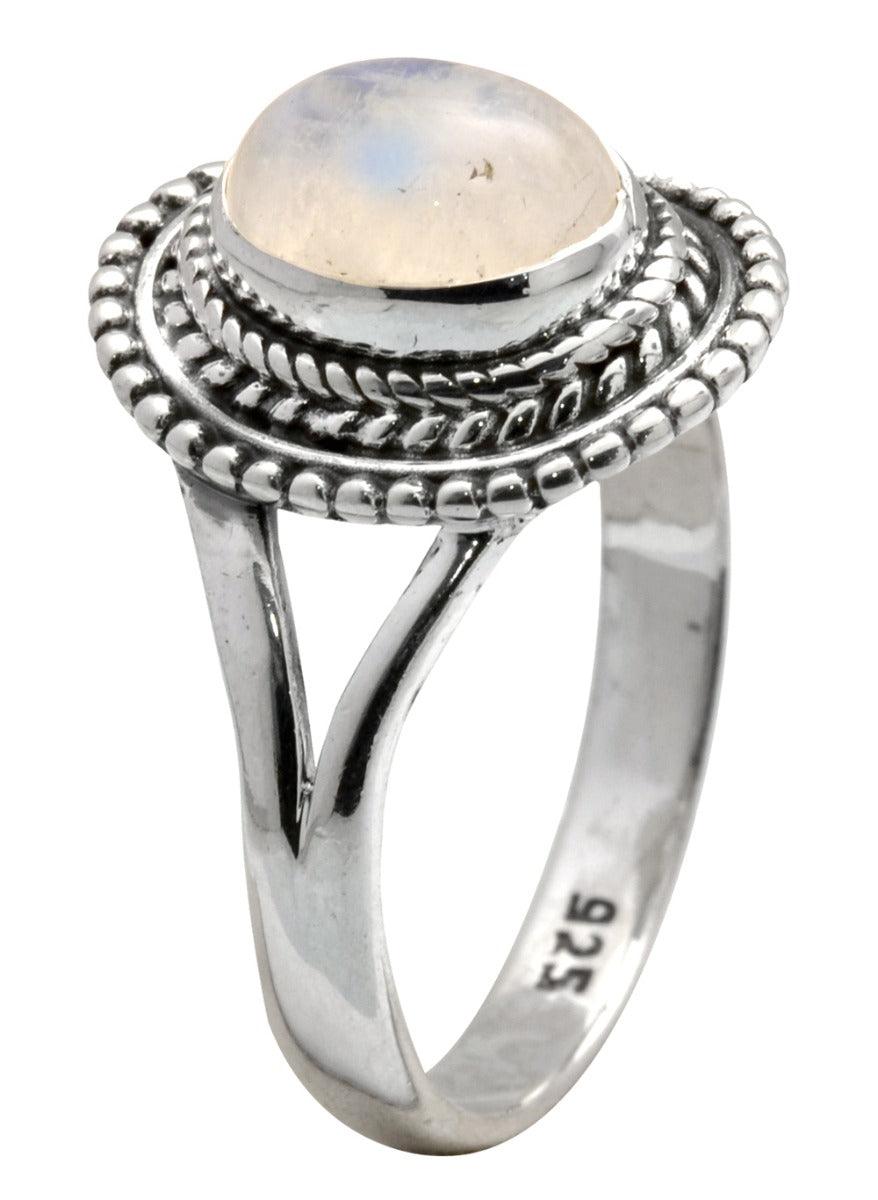 Rainbow Moonstone Solid 925 Silver Gemstone Ring - YoTreasure