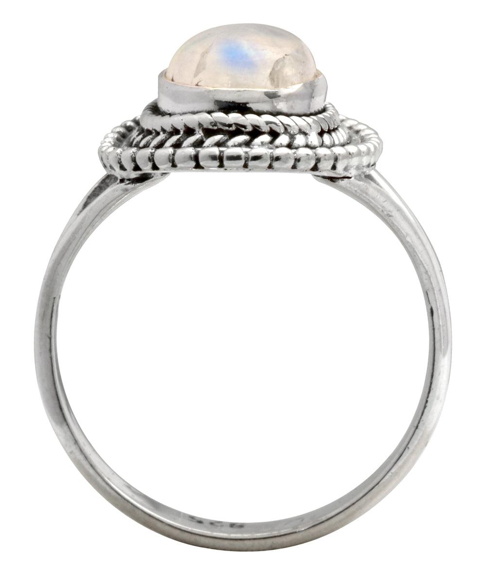 Rainbow Moonstone Solid 925 Silver Gemstone Ring - YoTreasure