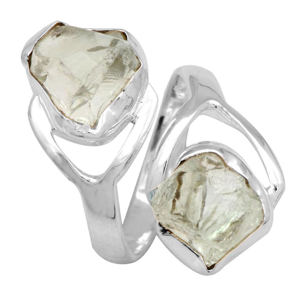 Rough Green Amethyst 925 Sterling Silver Rings Silver Jewelry - YoTreasure