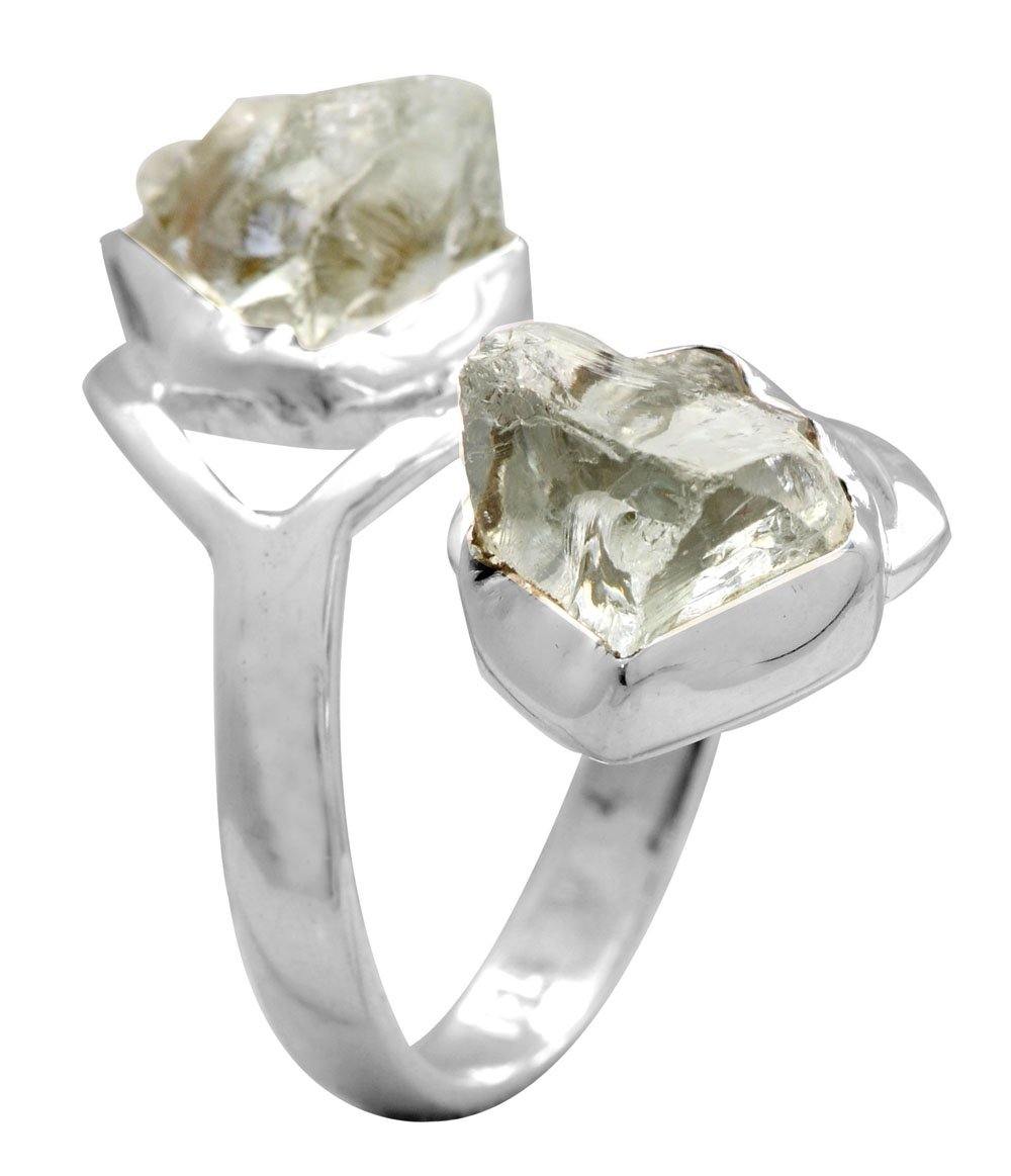Rough Green Amethyst 925 Sterling Silver Rings Silver Jewelry - YoTreasure