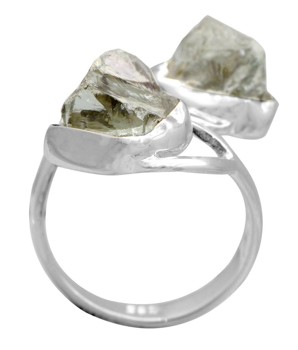 Rough Green Amethyst 925 Sterling Silver Rings Silver Jewelry - YoTreasure