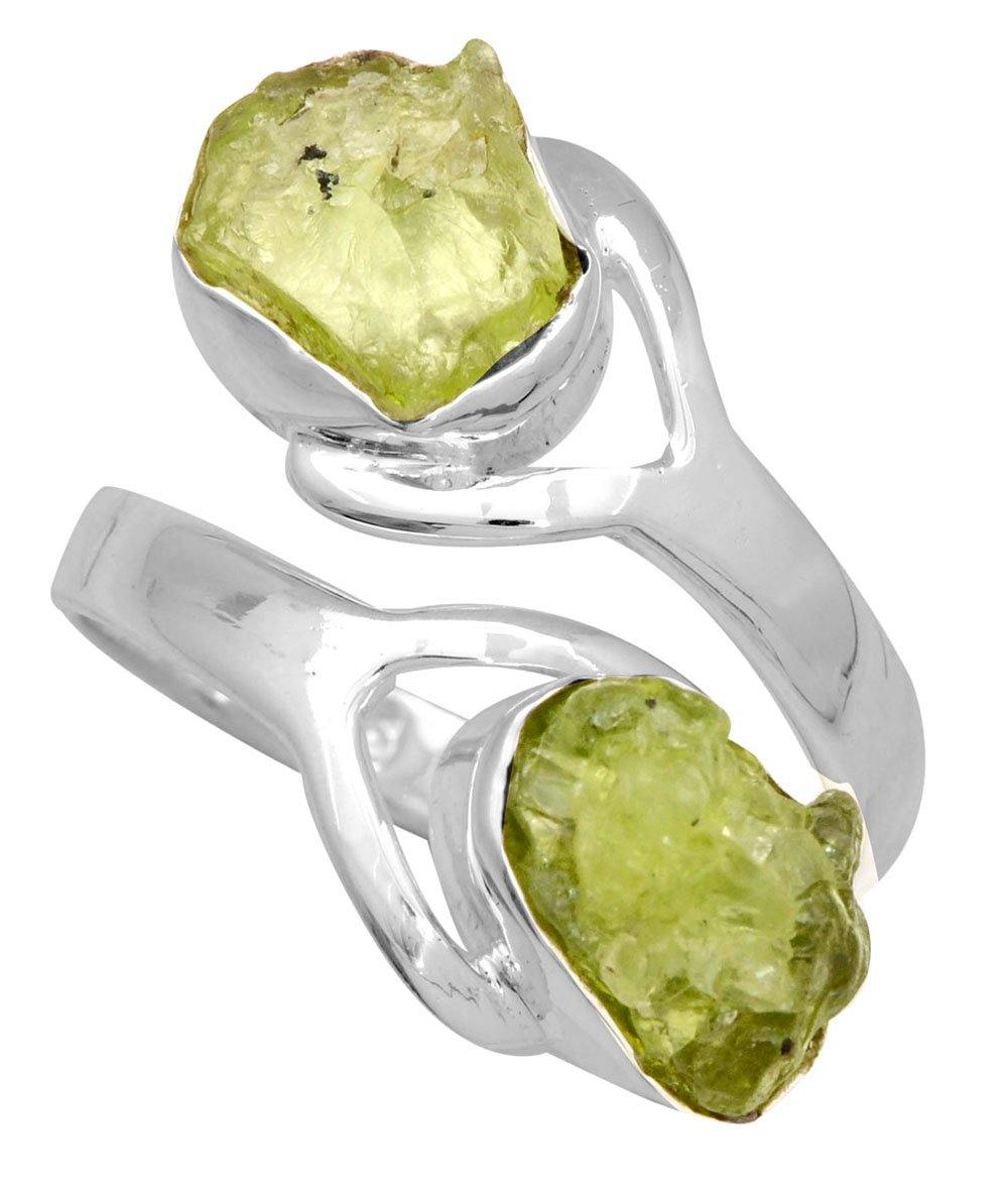 Rough Peridot 925 Sterling Silver Rings Silver Jewelry - YoTreasure