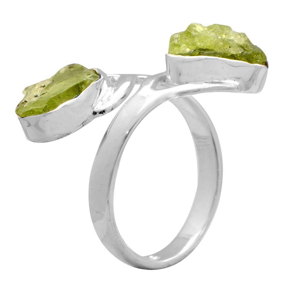 Rough Peridot 925 Sterling Silver Rings Silver Jewelry - YoTreasure