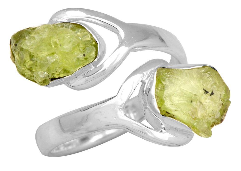 Rough Peridot 925 Sterling Silver Rings Silver Jewelry - YoTreasure
