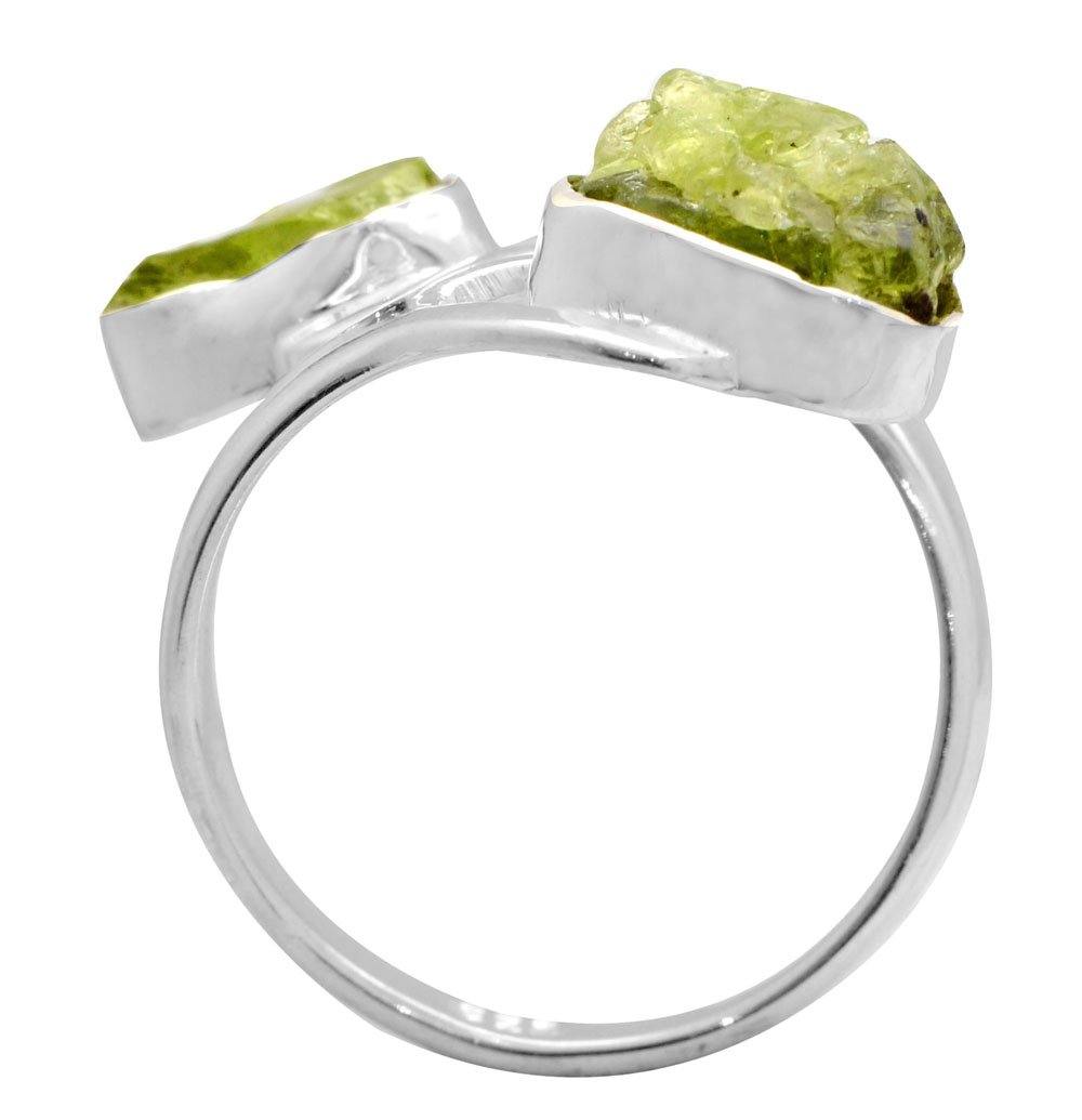 Rough Peridot 925 Sterling Silver Rings Silver Jewelry - YoTreasure