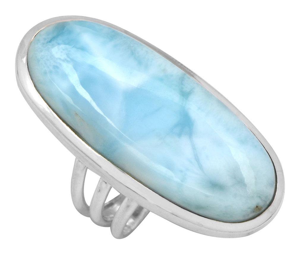 Natural Larimar Ring 925 Sterling Silver Gemstone Jewelry - YoTreasure