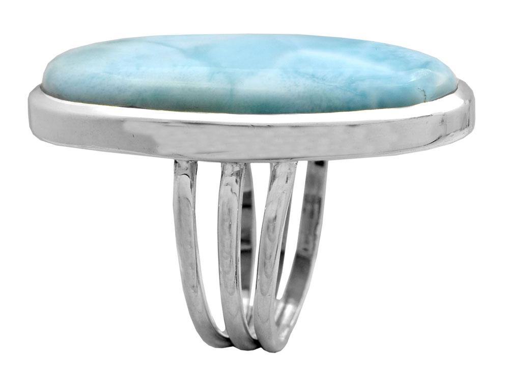 Natural Larimar Ring 925 Sterling Silver Gemstone Jewelry - YoTreasure