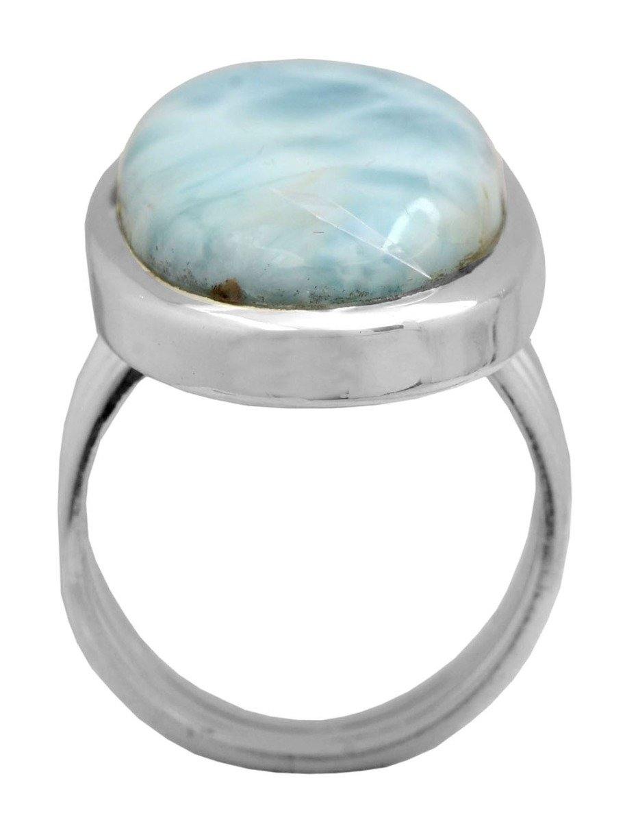 Natural Larimar Solid 925 Sterling Silver Ring - YoTreasure