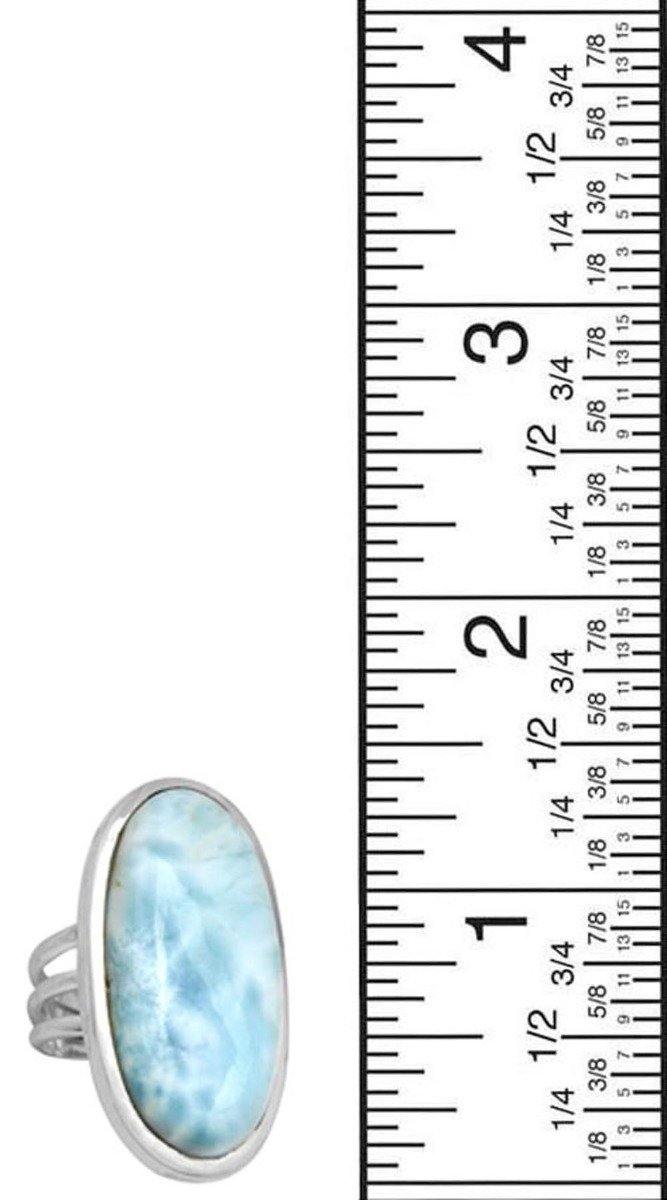 Natural Larimar Solid 925 Sterling Silver Ring - YoTreasure