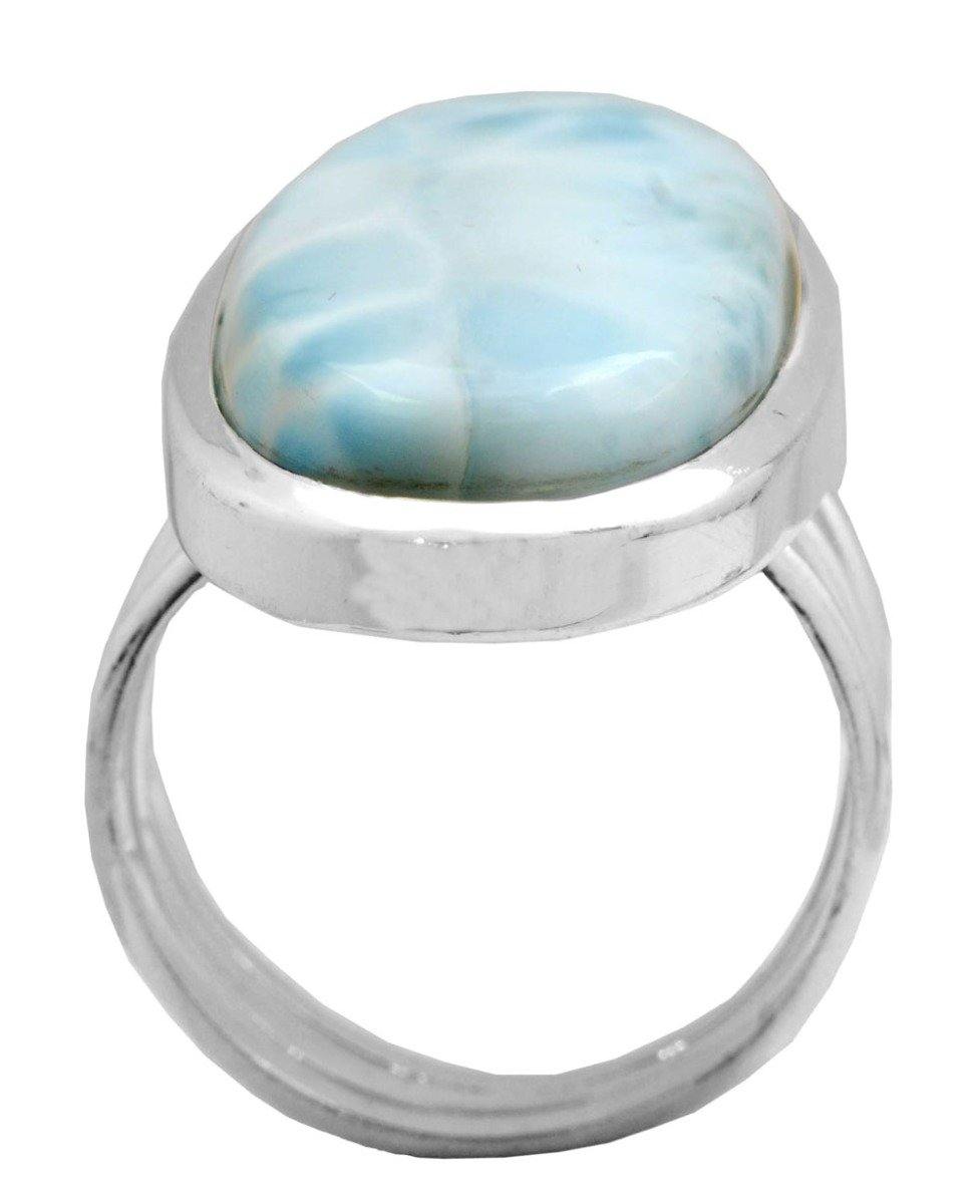 Natural Larimar 925 Sterling Silver Rings Silver Jewelry - YoTreasure