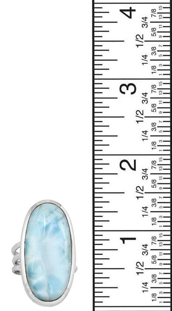 Natural Larimar 925 Sterling Silver Rings Silver Jewelry - YoTreasure