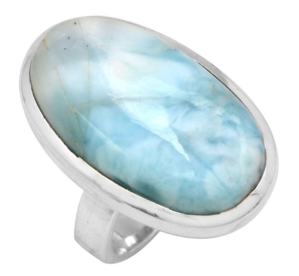 Natural Larimar 925 Sterling Silver Ring - YoTreasure