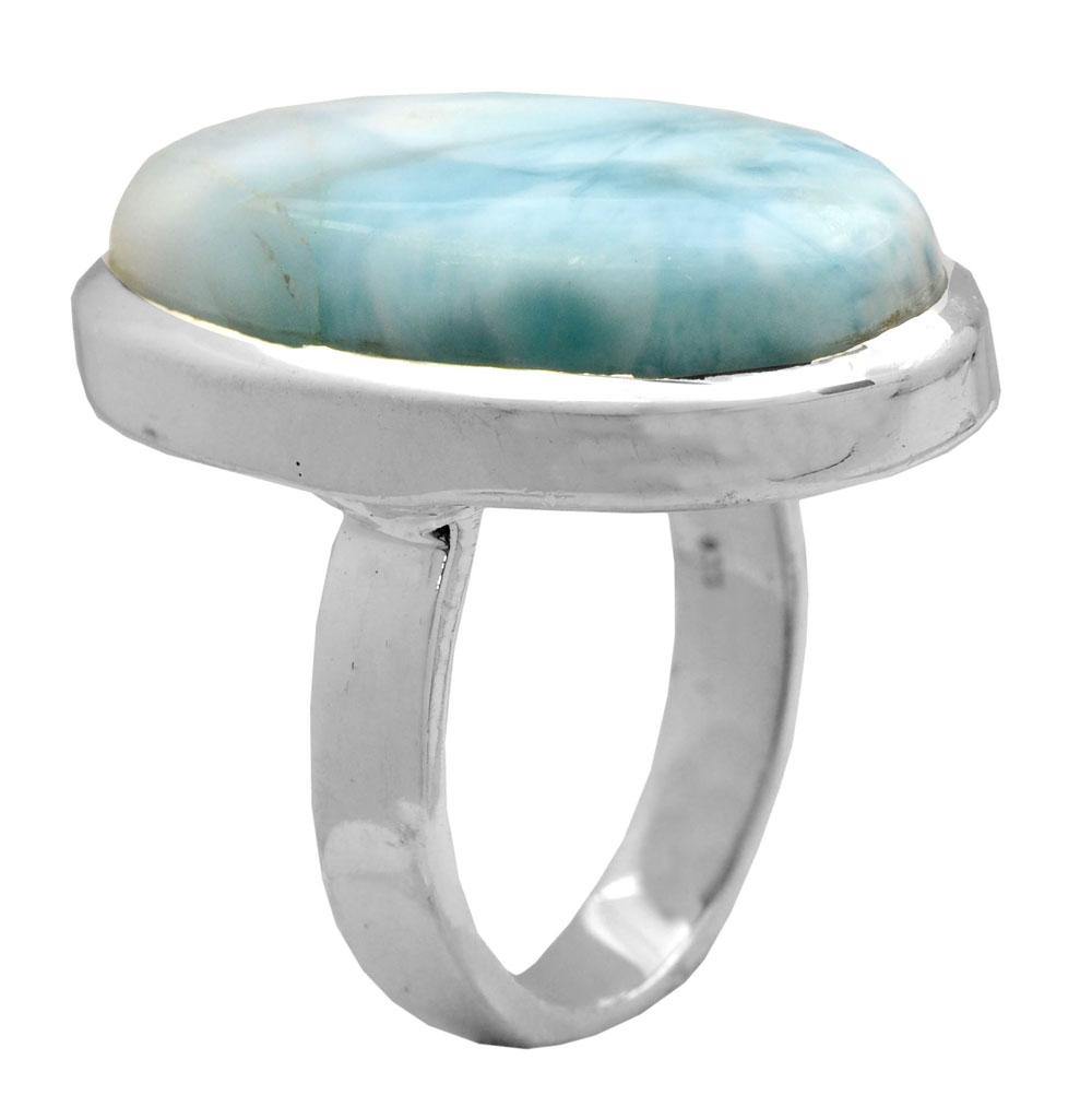 Natural Larimar 925 Sterling Silver Ring - YoTreasure
