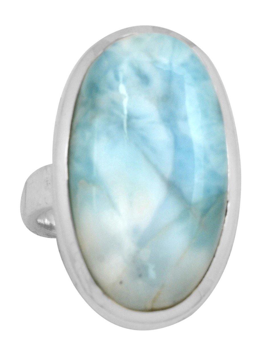 Natural Larimar 925 Sterling Silver Ring - YoTreasure