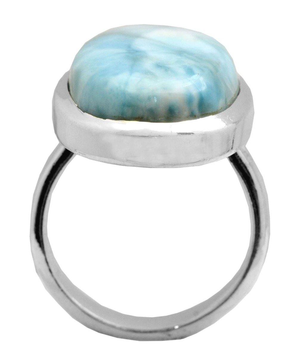 Natural Larimar 925 Sterling Silver Ring - YoTreasure