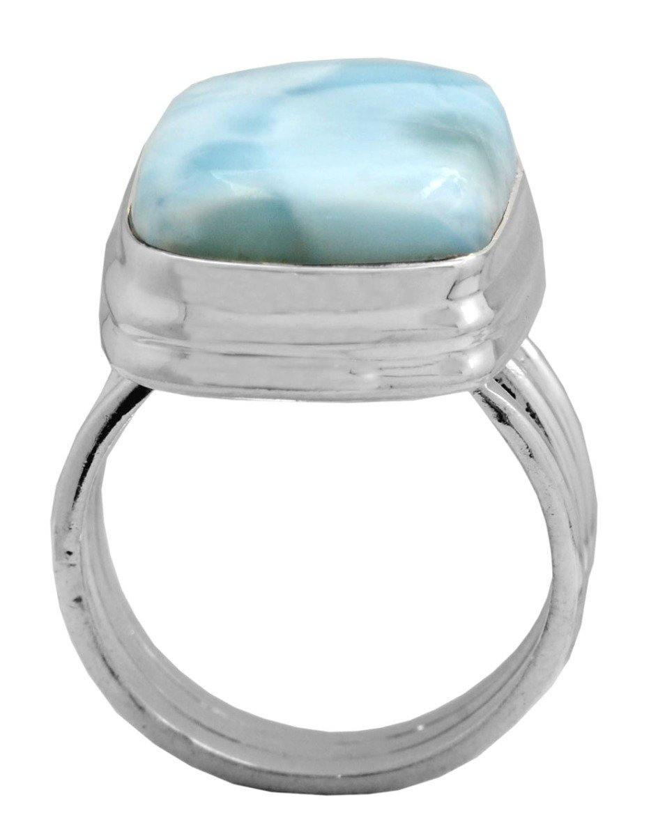 Natural Larimar 925 Sterling Silver Rings Silver Jewelry - YoTreasure
