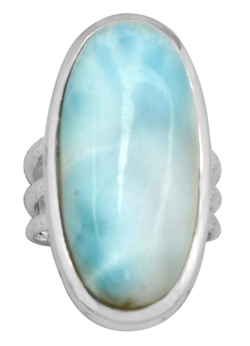 Natural Larimar 925 Sterling Silver Rings Silver Jewelry - YoTreasure