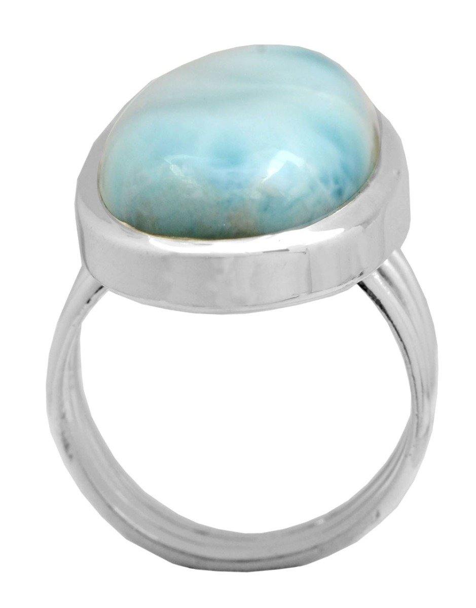 Natural Larimar 925 Sterling Silver Rings Silver Jewelry - YoTreasure