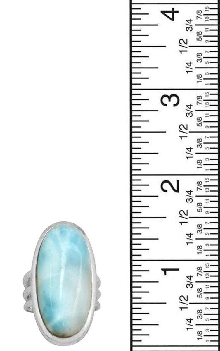 Natural Larimar 925 Sterling Silver Rings Silver Jewelry - YoTreasure